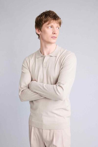 DeFacto Standard Fit Polo Collar Knit Sweater G4513Ax25Wn
