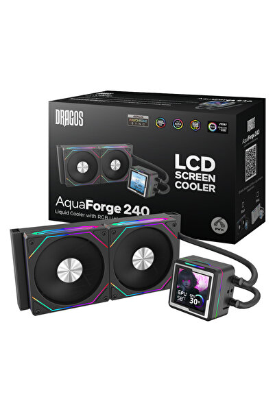 DRAGOS AquaForge V2 240MM Siyah ARGB LCD Ekranlı İşlemci Sıvı Soğutucu