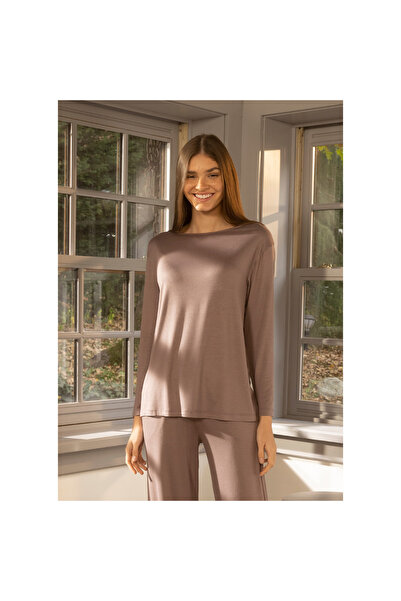 Penelope Kadın Uzun Kollu Tişört M Vizon - Baily Koleksiyonu