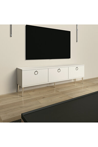 morepp Maxi 150 cm Tv Ünitesi Tv Sehpası | Beyaz - Gümüş