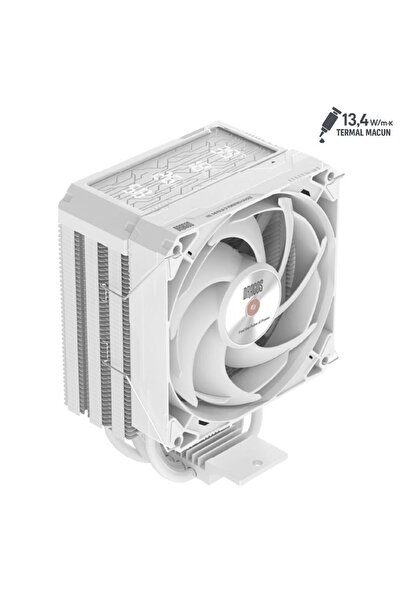 DRAGOS DIGITAL Isı Göstergeli 4 Isı Borulu 3000RPM 220W Intel & AMD Beyaz Kul...
