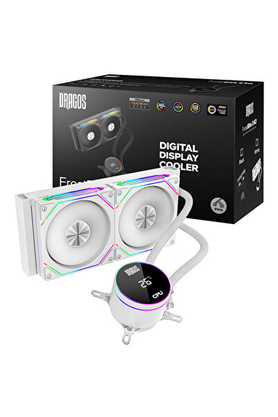 DRAGOS FrostBite 240 Intel-AMD 240MM Isı Göstergeli ARGB Beyaz Sıvı Soğutucu
