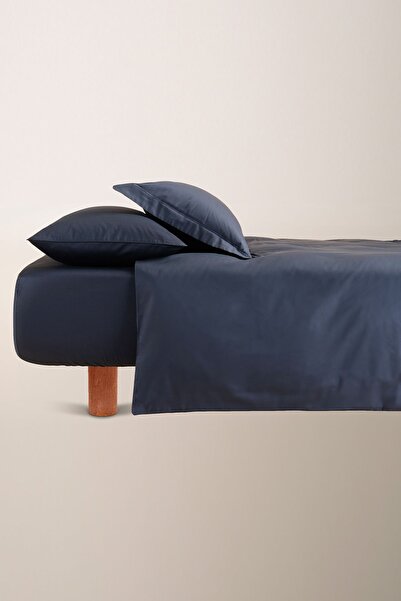 Penelope طقم غطاء لحاف ساتان 100% قطن مقاس 240x220 سم أزرق داكن - سلسلة لييا