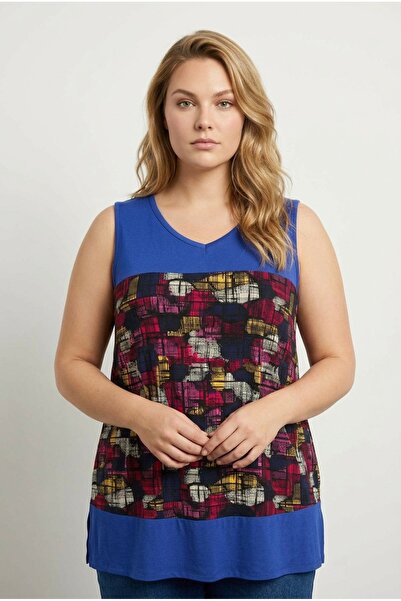 Stil Diva Bluza sa V-izrezom Sa deznom Sa likrom veće veličine - 303350