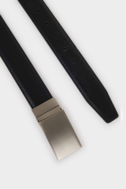 DeFacto Men's Rectangular Buckle Faux Leather Jean Belt I F7098Axns