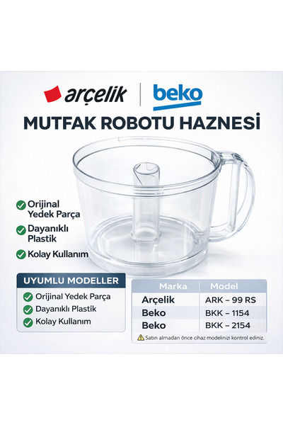 Beko Bkk 1154 Mutfak Robotu Plastik Hazne