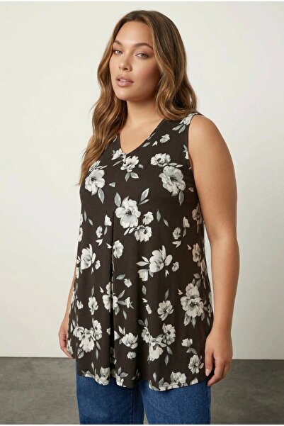 Stil Diva Bluză din lycra cu decolteu în V cu mâneci zero 303422