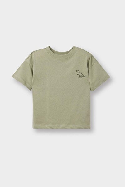 DeFacto Tricou cu mânecă scurtă cu imprimeu cu slogan, croială normală, pentr...