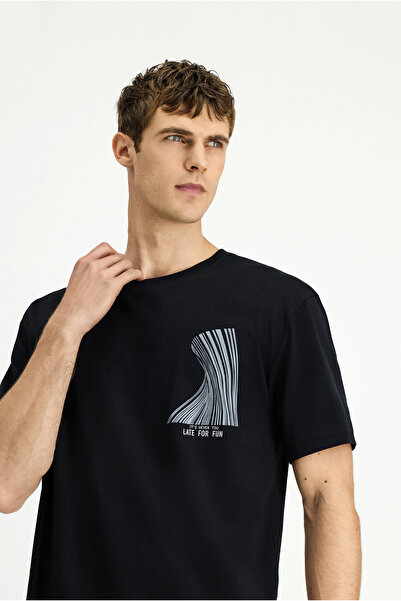 Kiğılı Μπλουζάκι με λαιμόκοψη Oversize από βαμβακερό εμπριμέ