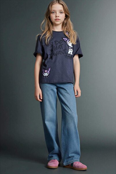 DeFacto Pantaloni drepți largi din denim pentru fete G4654A826SM