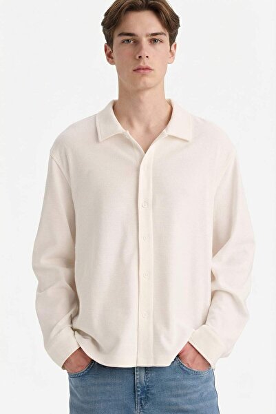 DeFacto Boxy Fit Polo Collar Long Sleeve Shirt F8611Ax26Sp