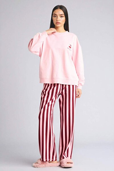 DeFacto Pijama Takımı Uzun Kollu Üst Çizgili Alt H0627AX26SP
