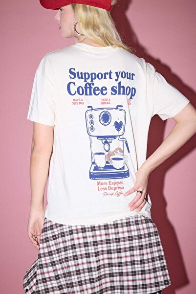 DeFacto 100% Cotton Overshirt Fit Back Printed T-Shirt G2437Ax26Sp