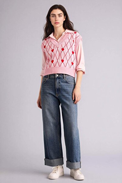 DeFacto Heart Patterned Sweater G5374Ax26Sp