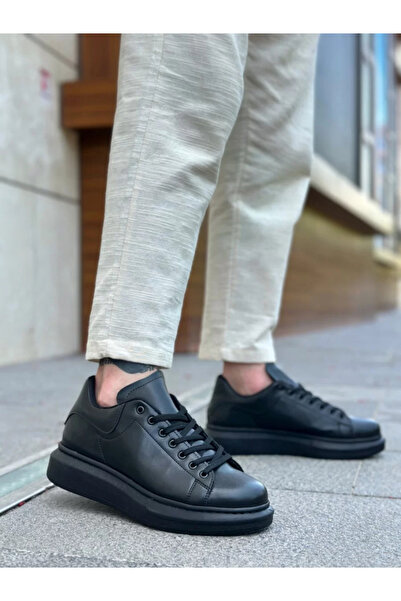 BOA Ba0547 Thick High Sole Black Lace-Up Sports Men's Shoes