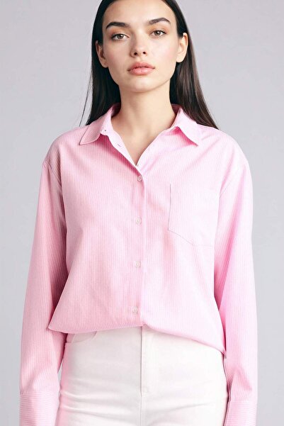 DeFacto Oversized Striped Oxford Shirt G9806Ax26Sp