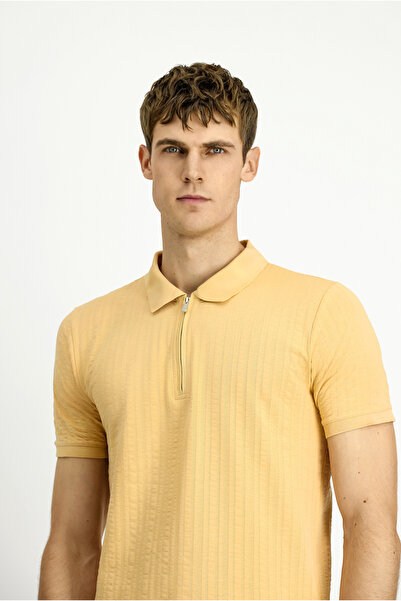 Kiğılı Tricou cu gât polo cu fermoar, cu model din bumbac, slim fit