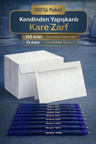 Arthobi Düğün, Para Takı Zarfı Ağzı Yapışkanlı 150 Adet Ve 15 Adet Tükenmez K...