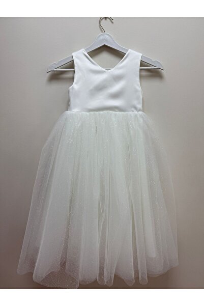 MODAHOBİMİZ Kız Çocuk Simli Tül Abiye Elbise – Çiçek Kızı, Düğün & Özel Gün E...