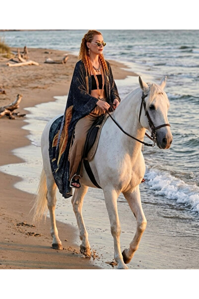 Hazinedan Kadın Otantik Bohem Tarz Özel Tasarım Tüy Desenli Feather Kimono & ...