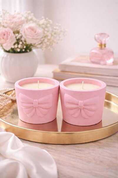 LUMIRA SCENTED CANDLE CONCRETE POT 2'li Kurdeleli Set Beton mum - Kokulu Mum ...