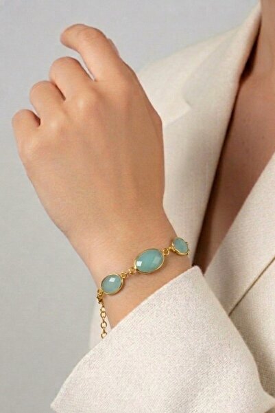 Süspüs Accessories Water Green Almond Beaded Gold Bracelet