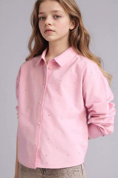 DeFacto Sa kamenčićima Poplin Košulja za devojčice G7044A826SP