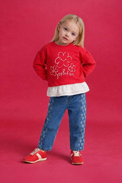 DeFacto Pantaloni din denim cu imprimeu Culotte pentru fetiță G7409A526SP