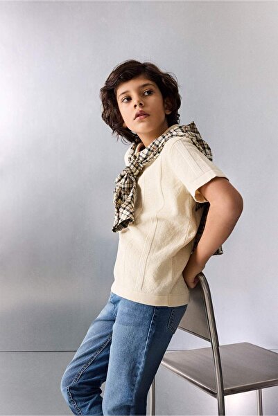 DeFacto Polo Collar Textured Knitwear Sweater for Boys G0902A826Sp