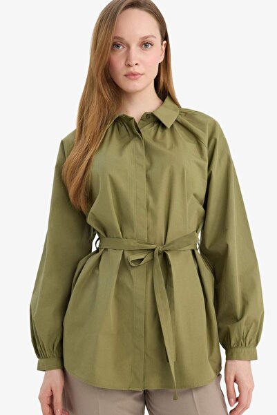 DeFacto 100% Cotton Relax Fit Poplin Shirt Tunic G7704Ax26Sp