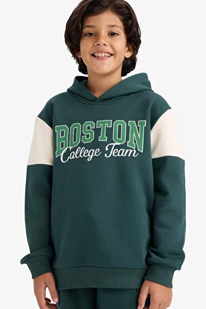 DeFacto cu glugă cu imprimeu Interior moale și pufos Sweat tricou Băieți G555...