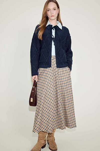 DeFacto A-Line Checkered Midi Skirt G6014Ax25Wn