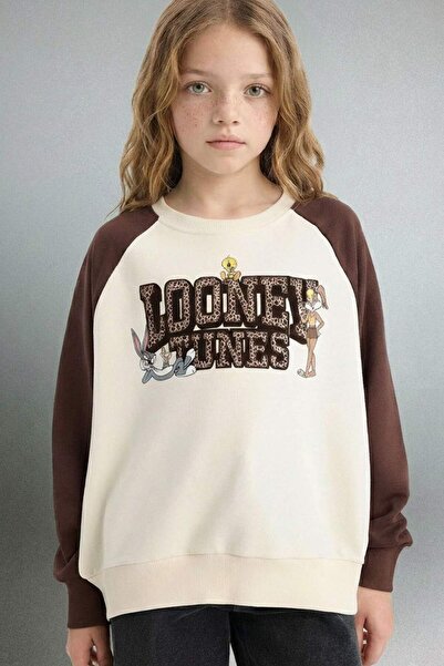 DeFacto Hanorac Looney Tunes oversize cu croială largă și gât rotund pentru f...