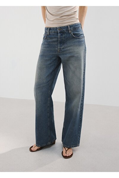 MANGO Woman Düz kesim düşük bel jean