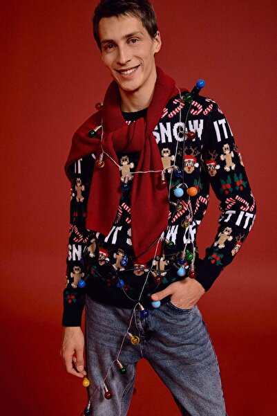 DeFacto New Year's Themed Standard Fit Knitwear Sweater G1041Ax25Wn