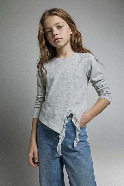 DeFacto Slim Fit Lace Detailed Ribbed Camisole Long Sleeve T-Shirt Girl Child...