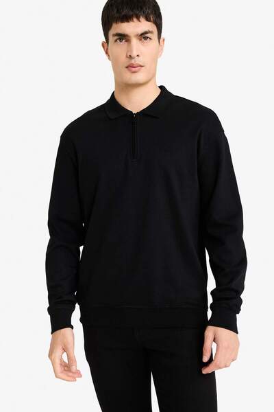 DeFacto %100 Pamuk Yarım Fermuarlı Sweatshirt F2254AX25WN