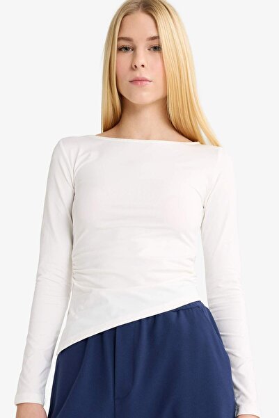 DeFacto Fitted Bisiklet Yaka Ribana Uzun Kollu Tişört G2901AX25WN