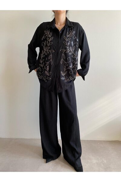 Bade Butik Σετ O oversized με ένθετες μαύρες χάντρες