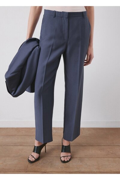 MANGO Woman Orta bel lyocell pantolon