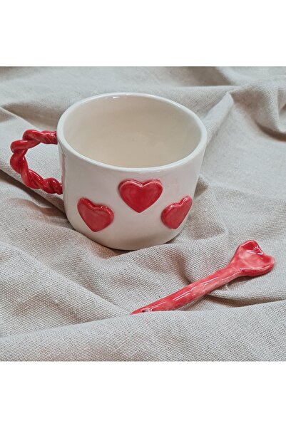 senseoftouch كوب الحب المصنوع يدويًا من السيراميك بثلاثة قلوب
