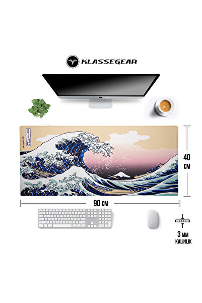 KlasseGear Pro Japon Dalgası Kanagawa 90x40 Cm Xxl Gaming Oyuncu Mouse Pad Mousepad