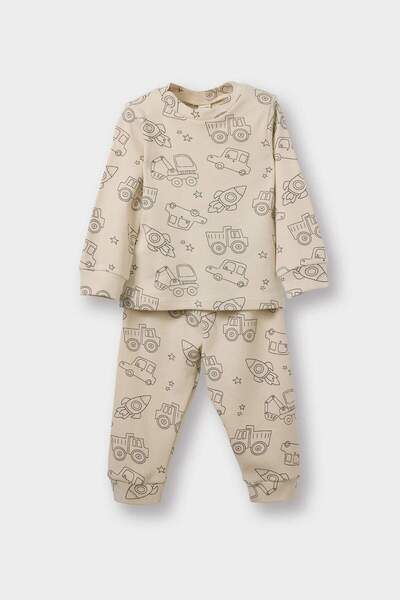 DeFacto 100% Cotton Patterned Elastic Waist Pajama Set for Baby Boy G4984A525Wn