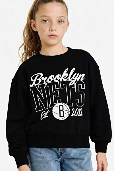 DeFacto Nba Brooklyn Nets Oversize Wide Fit Crewneck Sweatshirt Girls F3415A8...