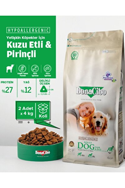 BonaCibo Adult Dog Lamb & Rice Kuzu Etli Ve Pirinçli Yetişkin Köpek Maması 4 Kg