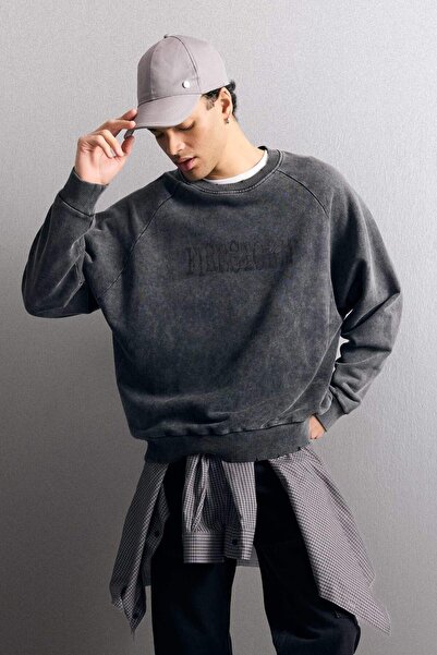 DeFacto Sweatshirt boxy fit cu guler rotund și imprimeu G4353AX25WN