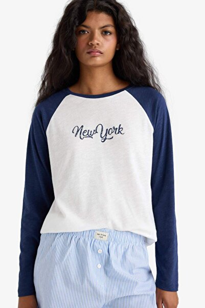 DeFacto %100 Pamuk Regular Fıt Flamlı Üst E7598AX25AU