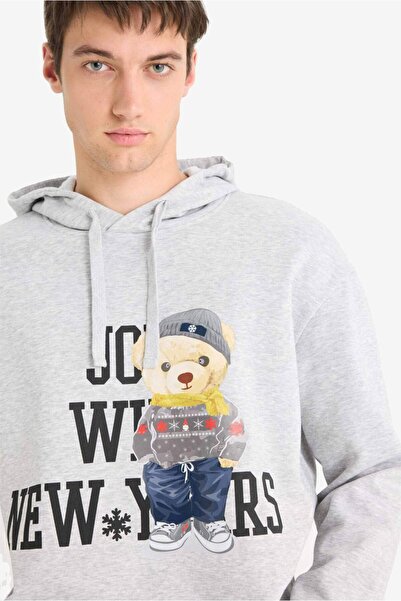 DeFacto Boxy Fit Kapuzen-Sweatshirt mit Aufdruck F2248AX25WN