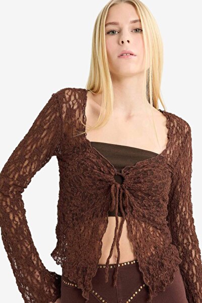 DeFacto Bluză cu mânecă lungă cu dantelă în față G4302AX25WN