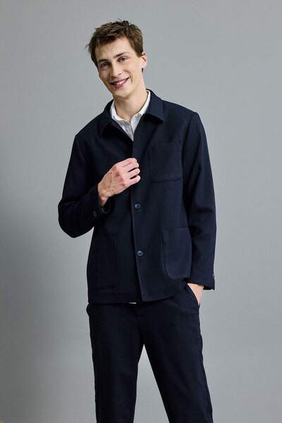 DeFacto Relax Fit Cotton Lined Cross Woven Blazer Jacket G5899Ax25Wn